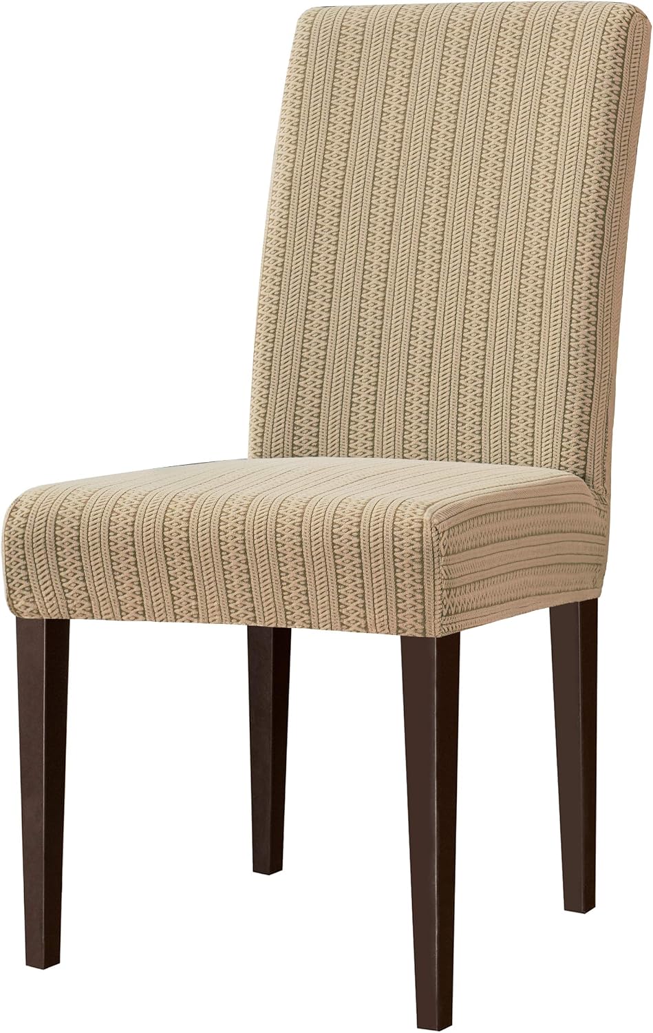 subrtex Striped Jacquard Dining Room Chair Slipcovers Parsons Seat Covers Stretchy Furniture Protector Covers for Armchair Washable Chair Covers for Hotel Banquet Ceremony (Pack of 2