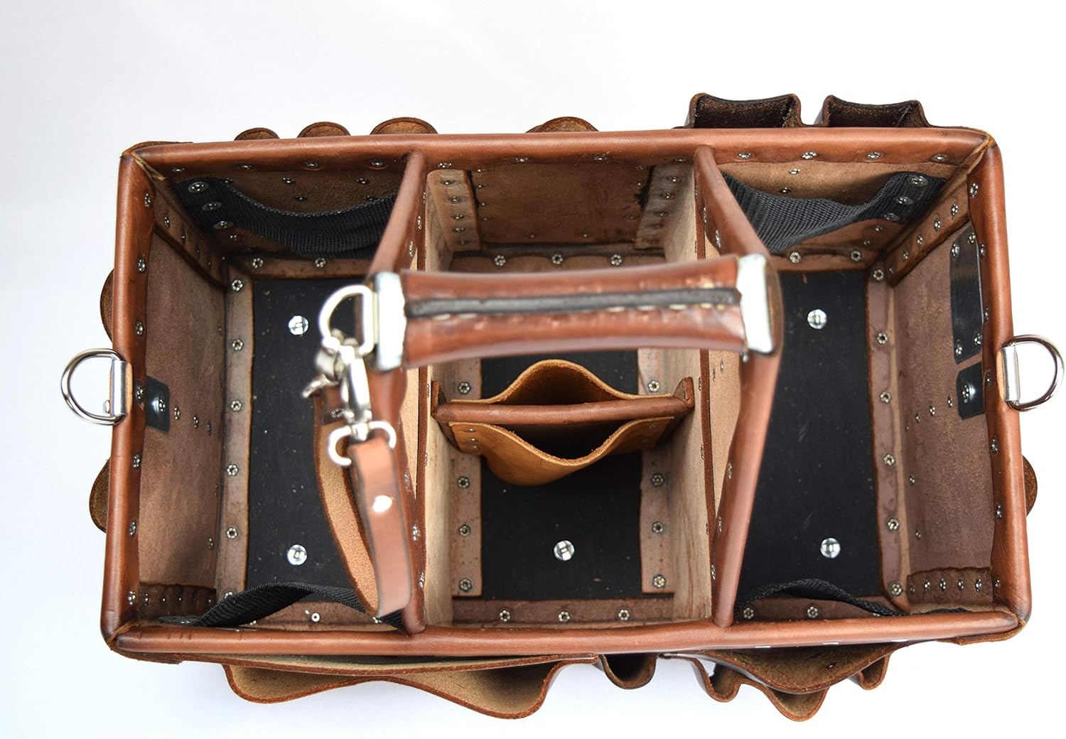 Maer Carpenter tool bag ronghold journeyman's tote case, Brown,16hX9hX10H