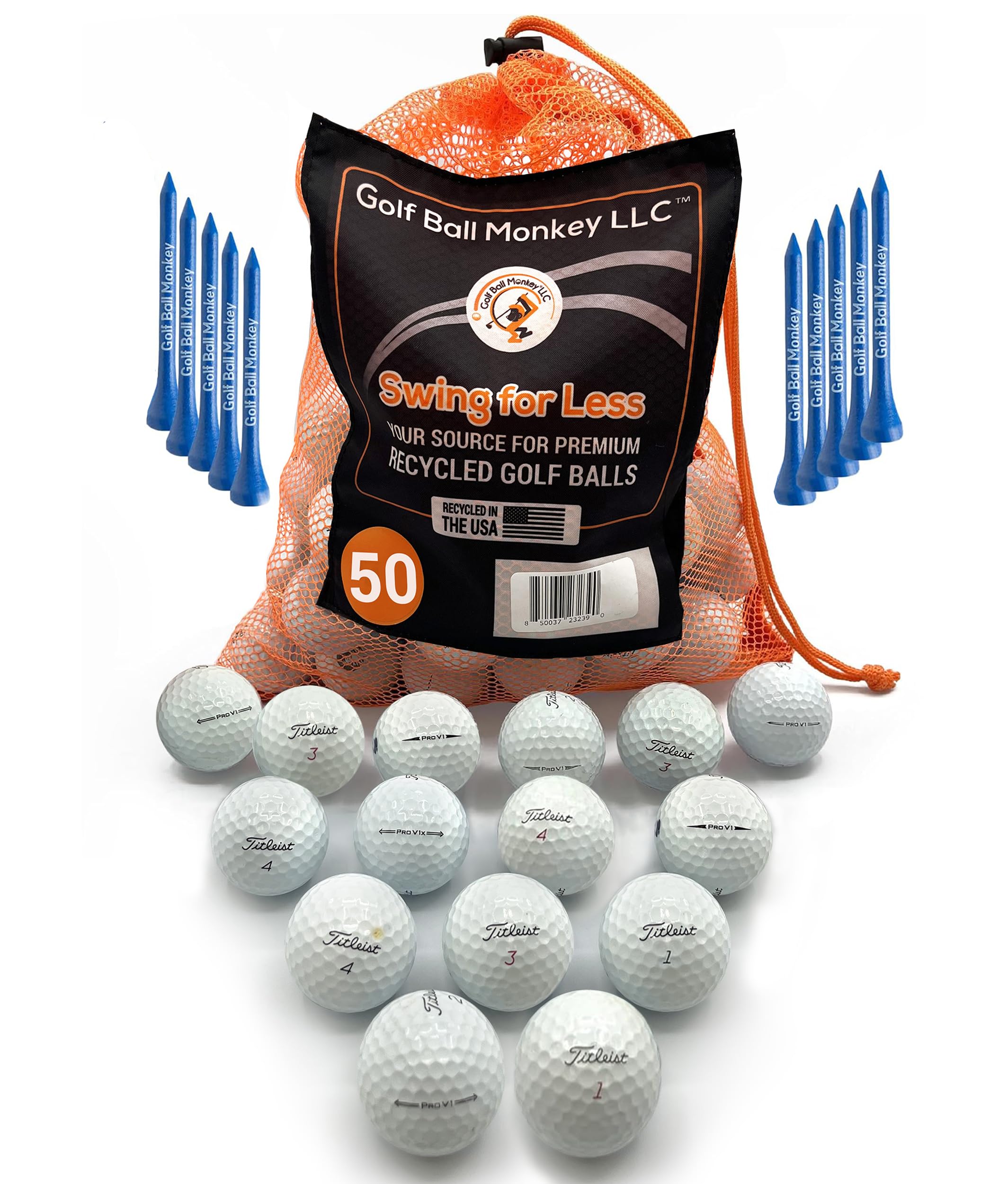 Golf Ball Monkey Cheap Recycled Golf Balls for Titleist Pro V1 and Pro V1X Golf Balls Mix w/Mesh Bag - Used Golf Balls for Titleist ProV1 and ProV1X Balls