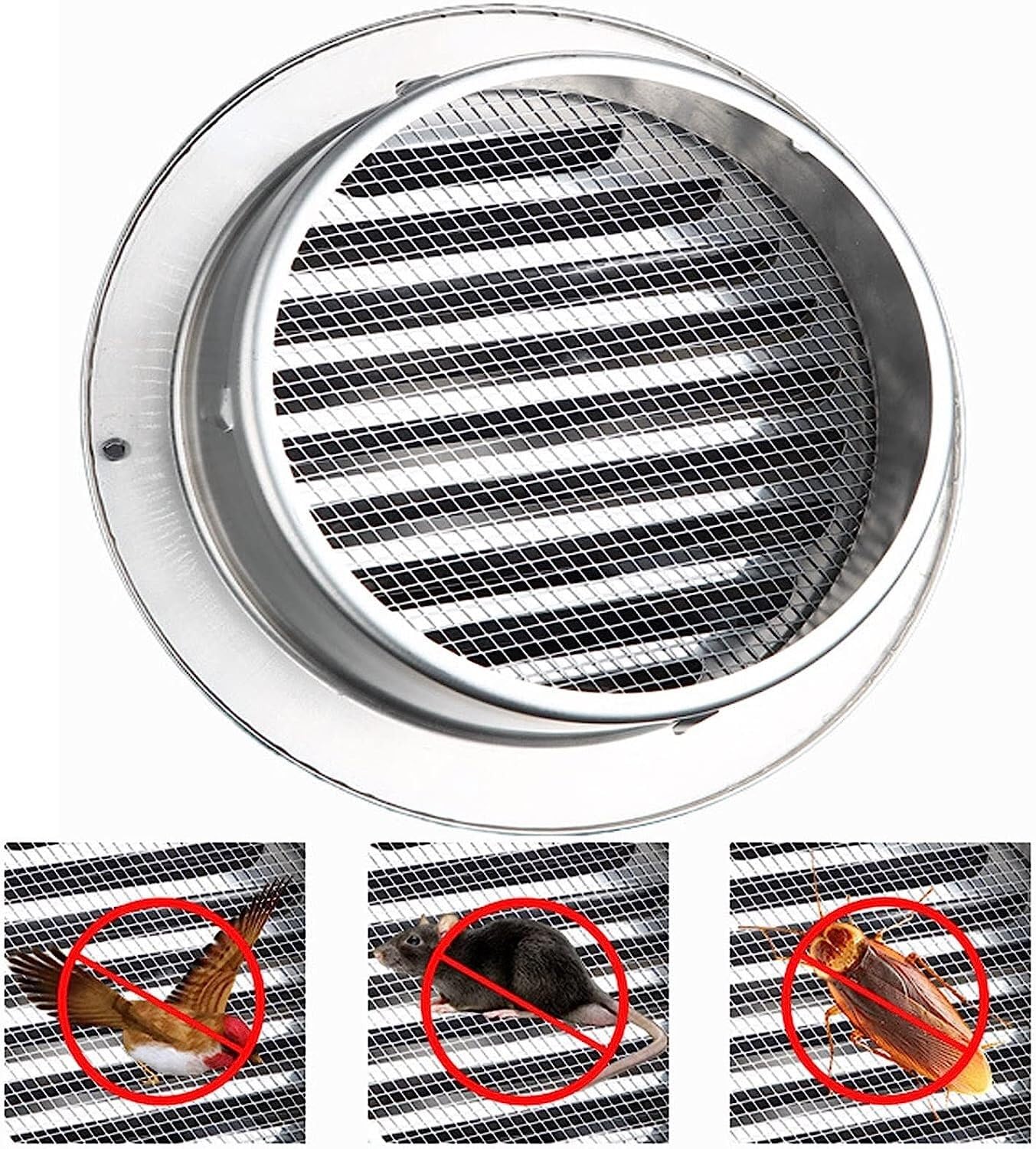 Vent Cover Stainless Steel Cowl External Extractor Wall Air Outlet Wall Vent Outlet Caliber Weatherproof Easy to Install, for Office Kitchen 23.6.12 Chimenea