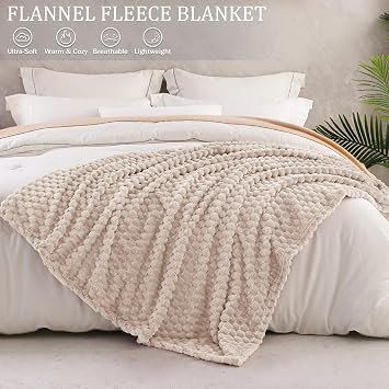 Exclusivo Mezcla Large 3D Fleece Blanket for Sofa, Couch, Camel | 127x178 cm, Super Soft Lightweight Plush Throw Blanket for Adults, Decorative Fluffy Sofa Throw for Living room, All Seasons