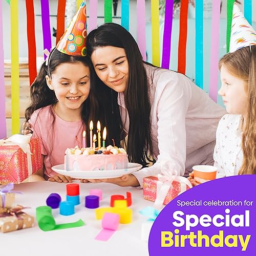 Miniatura 5 de 12 rollos de serpentinas de arcoíris únicos, paquete de 12 rollos de papel crepé arcoíris únicos de 984 pies para decoraciones de fiestas,