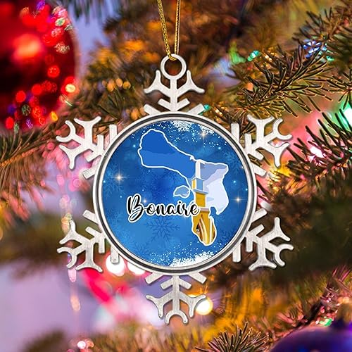 WoGuangis Adorno de bandera Bonaire para decoración de árbol de Navidad, recuerdo de viaje, relleno de calcetín de Navidad, adorno de metal,