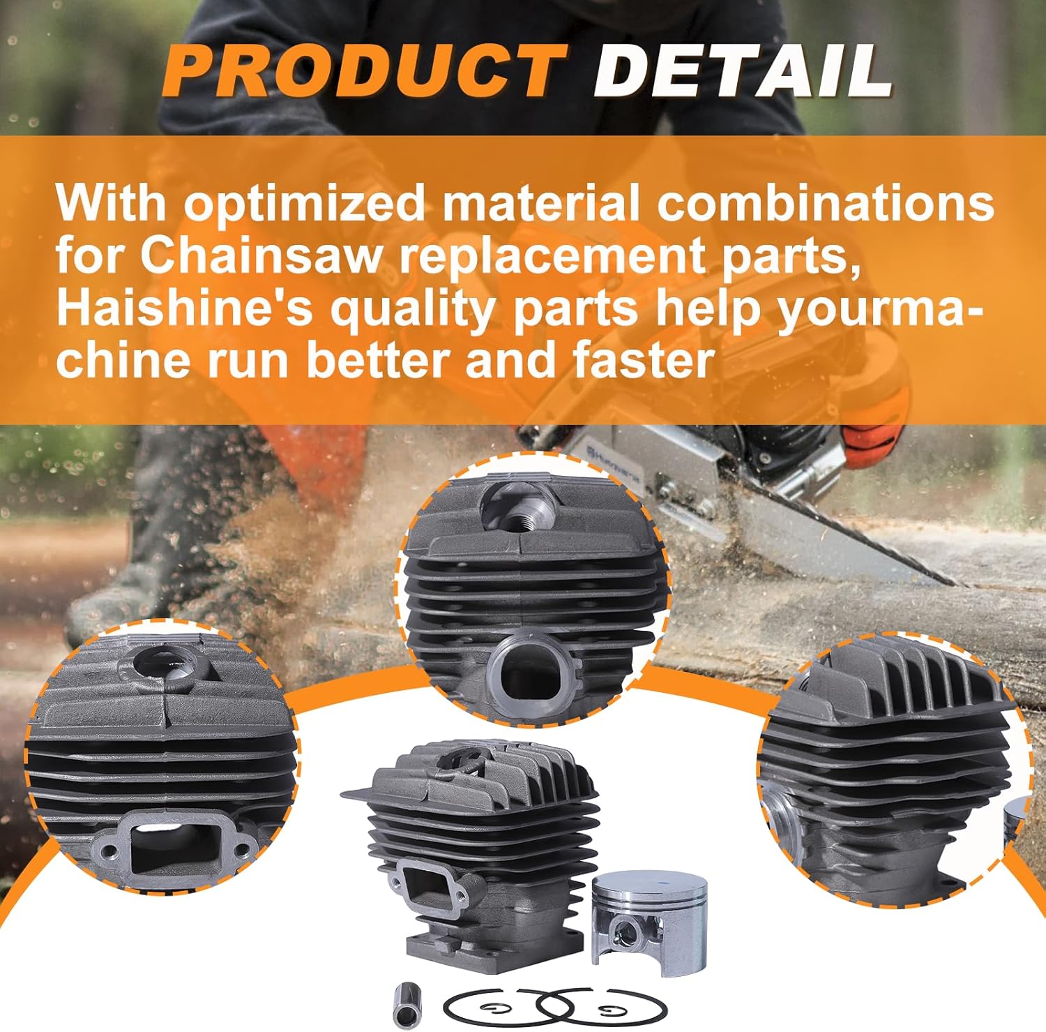 Haishine 54mm Cylinder Piston Kit Needle Bearing Fit for Stihl MS460 046 Chainsaw 11280201221