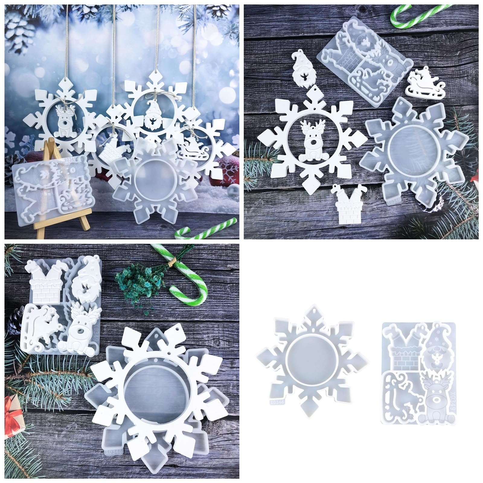 2 pz/set albero di Natale appeso ornamento resina epossidica silicone fiocco di neve ciondolo stampo gioielli fatti a mano strumento