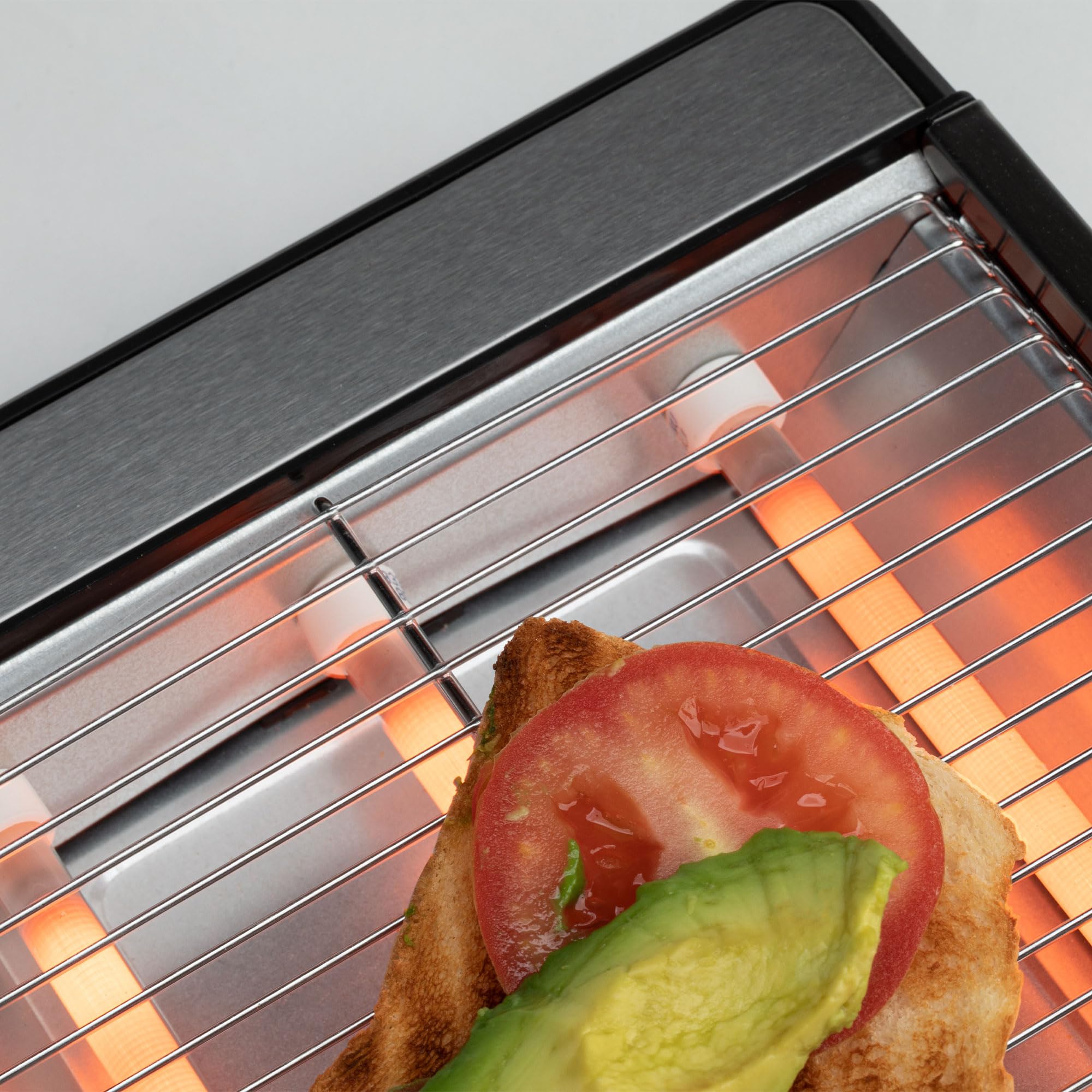 JATA JETT1590 - Tostadora Horizontal Digital, Tostador de Pan 1000W con Control Táctil, 6 Niveles de Tostado, Barras de Cuarzo, Bandeja Recogemigas Extraíble, Ideal para Pan, Bollería y Repostería
