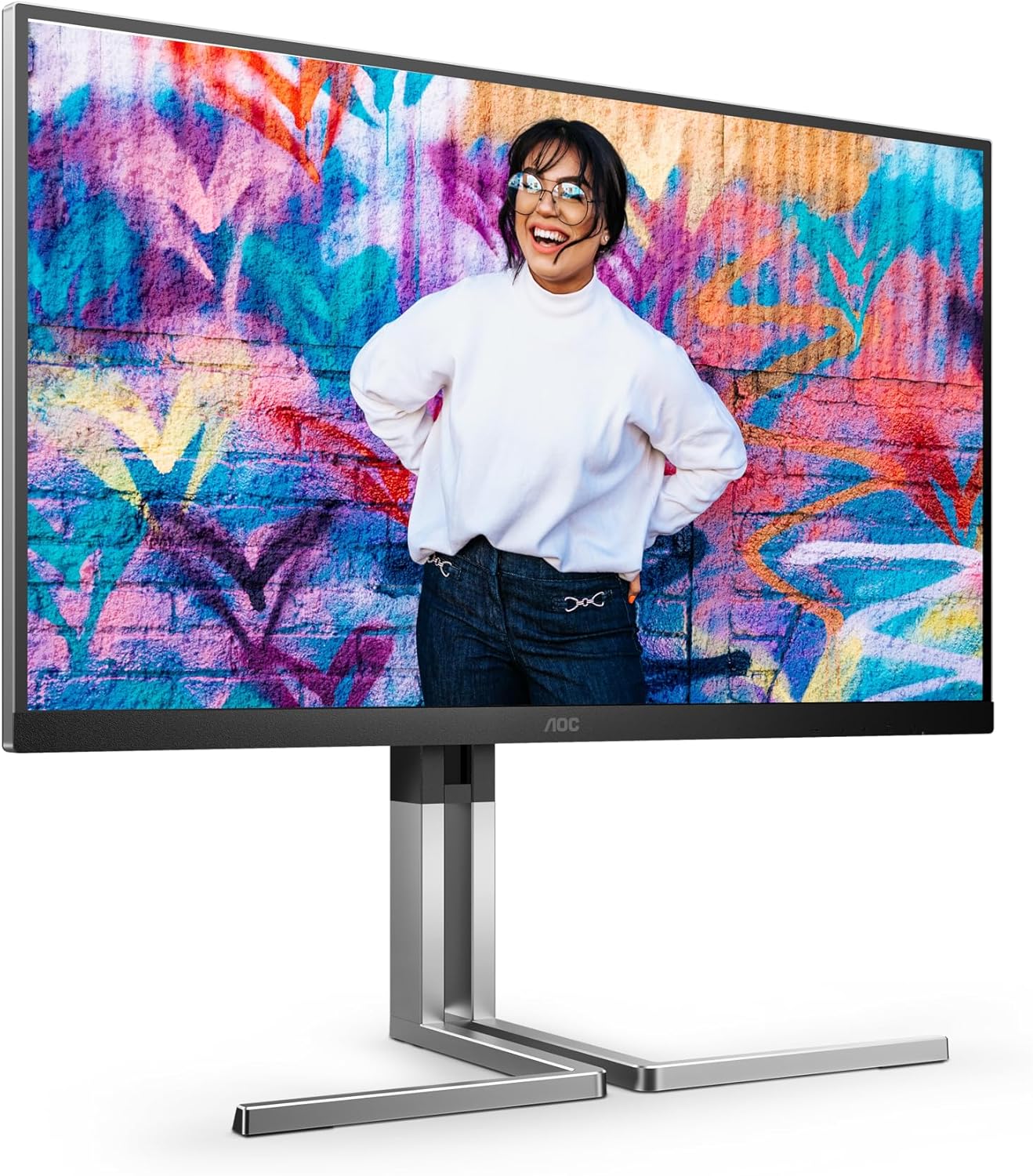 AOC Q27U3CV Graphic Pro- 27 Zoll QHD Monitor, Lautsprecher, höhenverstellbar, HDR400 (2560x1440, 75 Hz, HDMI, DisplayPort (in/Out), USB-C (96 W PD), USB Hub) Schwarz