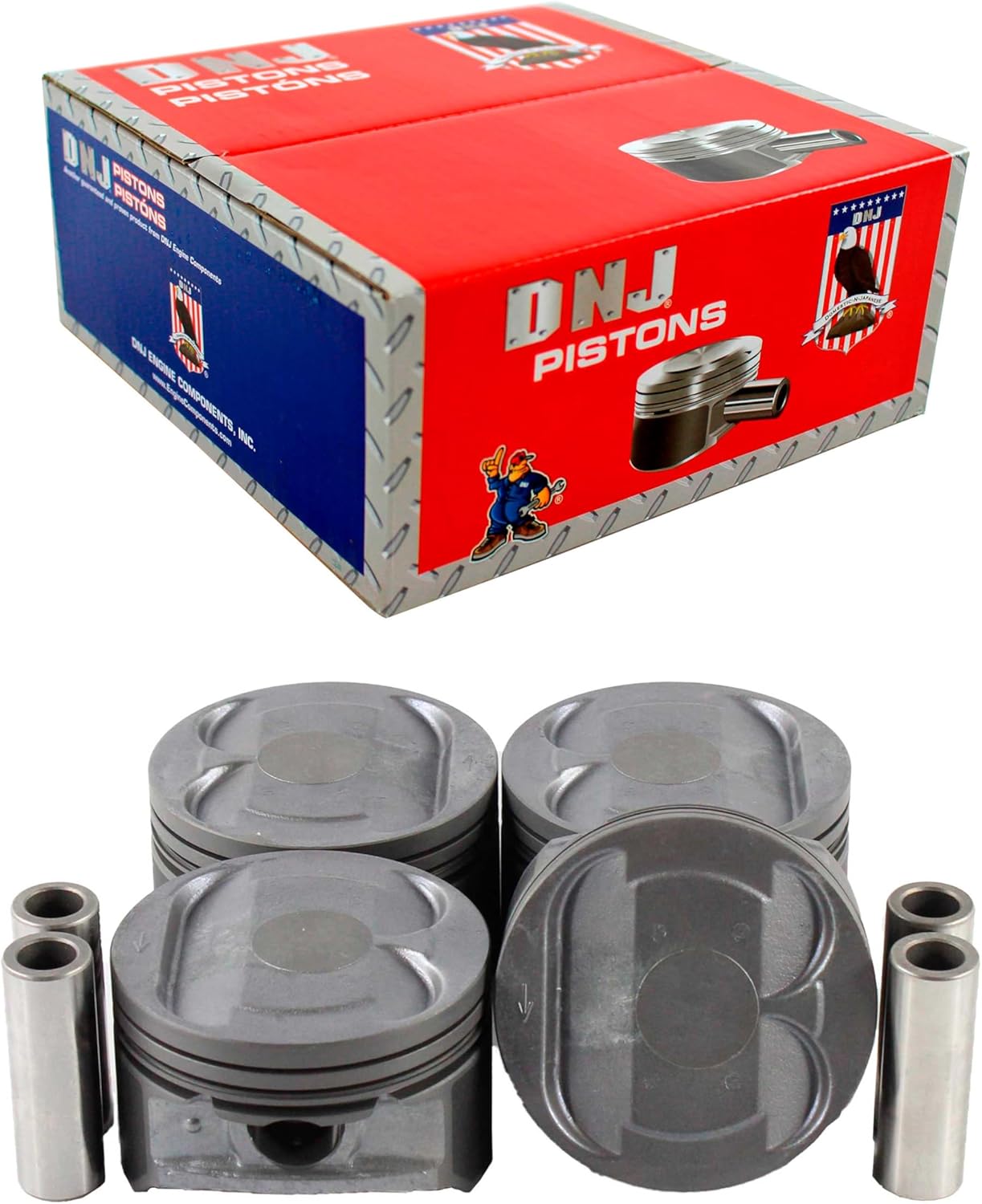 DNJ P418 Piston Set Standard for 1998-2004 Ford, Mazda, Mercury Contour, Cougar, Escape 2.0L L4 16V DOHC 1989cc