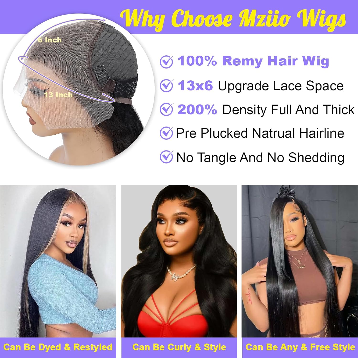 32 Inch 13x6 Lace Front Wigs Human Hair Pre Plucked Straight Human Hair Wig 200% Density Straight HD Lace Frontal 13x6 Glueless Wigs for Women Natural Color - Image 4