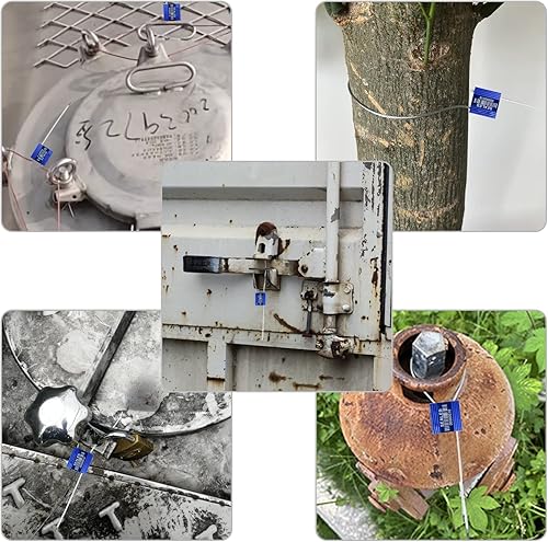 Miniatura 6 de 100 sellos de cable de acero azul con código de barras, sellos numerados para camiones de alta seguridad, lazos de seguridad autobloqueantes