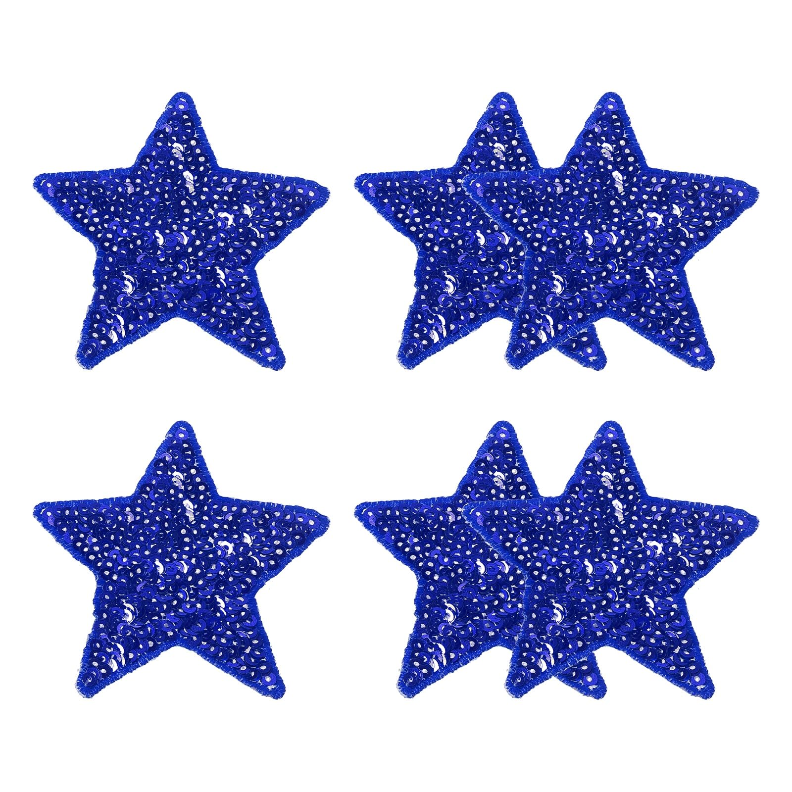 YELARXI Sequin Star Iron on Patches Embroidered Sew Sequin Glitter Patch Appliques, 2.6"x2.6" Fit for DIY Shoes Hats Backpacks Clothing Repair - (6 Pack, Dark Blue)