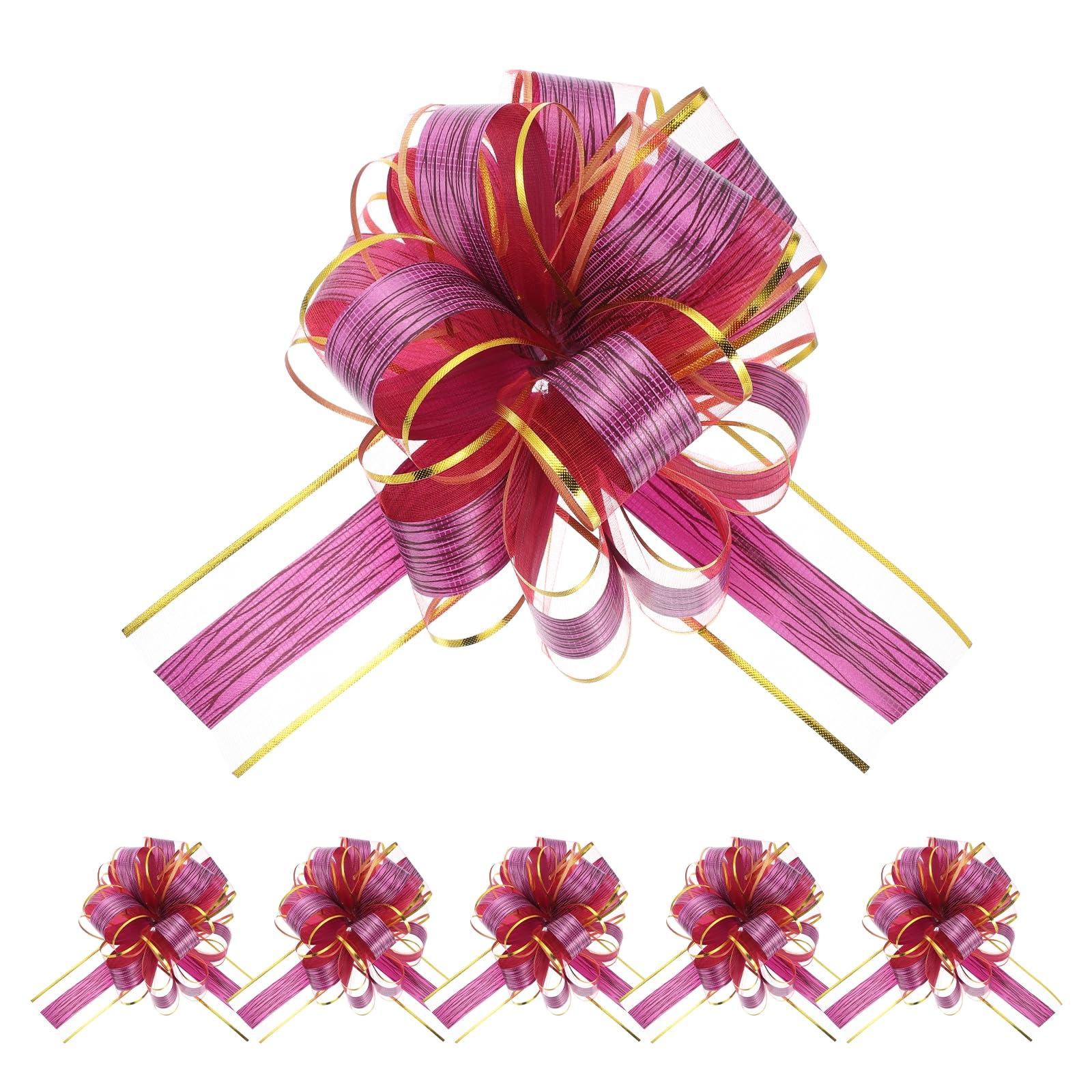 sourcing map 6pcs 8 Inch Large Pull Bows for Gift Wrapping, Purple Red Ribbon Bow for Christmas Party Wedding Valentine's Day Presents Gift Baskets Decoration