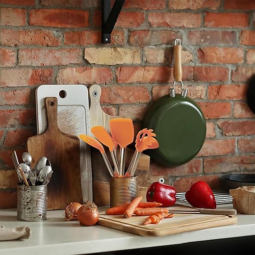 Miniatura 7 de Juego de utensilios de cocina de 7 piezas, asas de acero inoxidable, silicona no tóxica sin BPA, espátulas de cocina, juego de regalo para