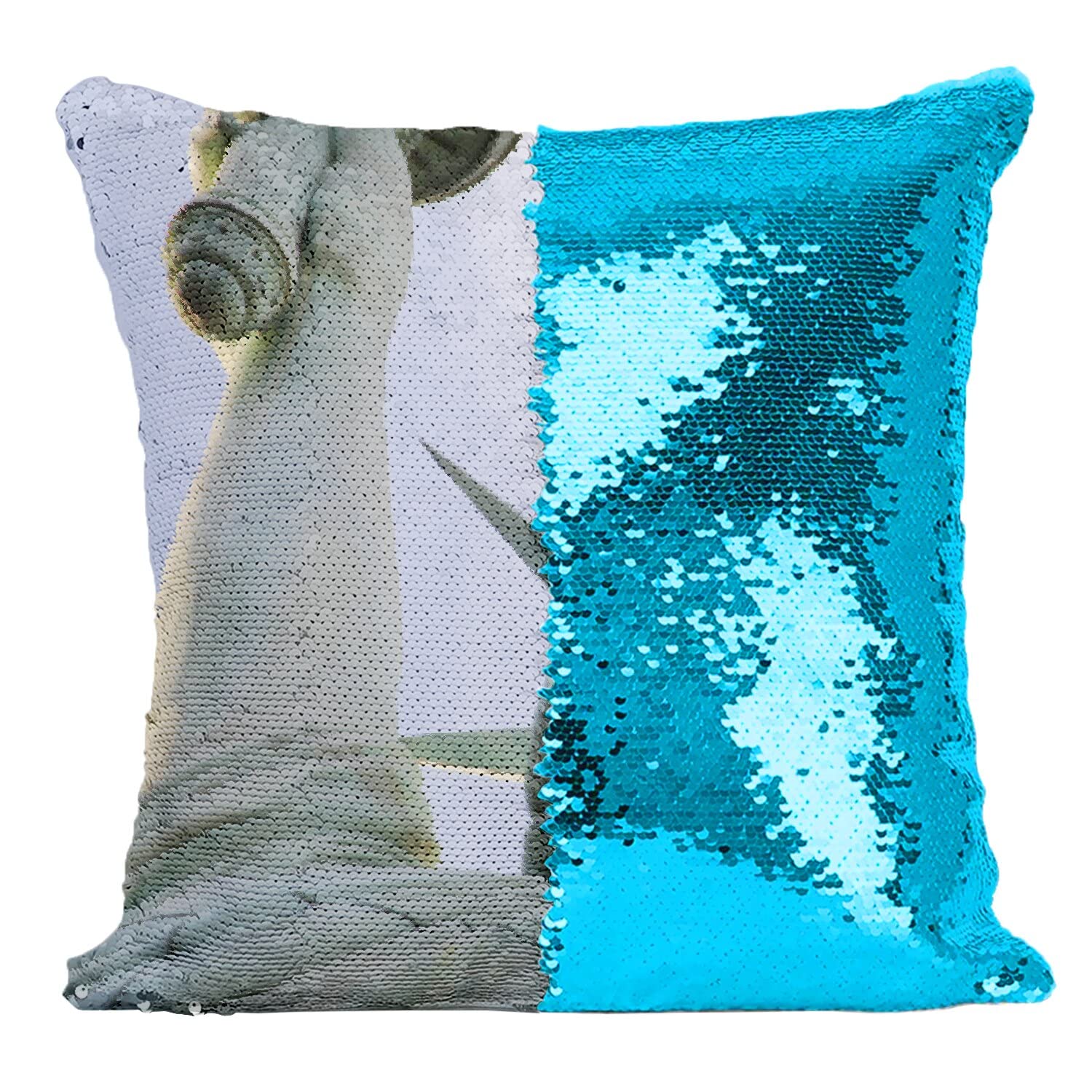 Coussin sequin turquoise Statue de la Liberté New York cadeau original