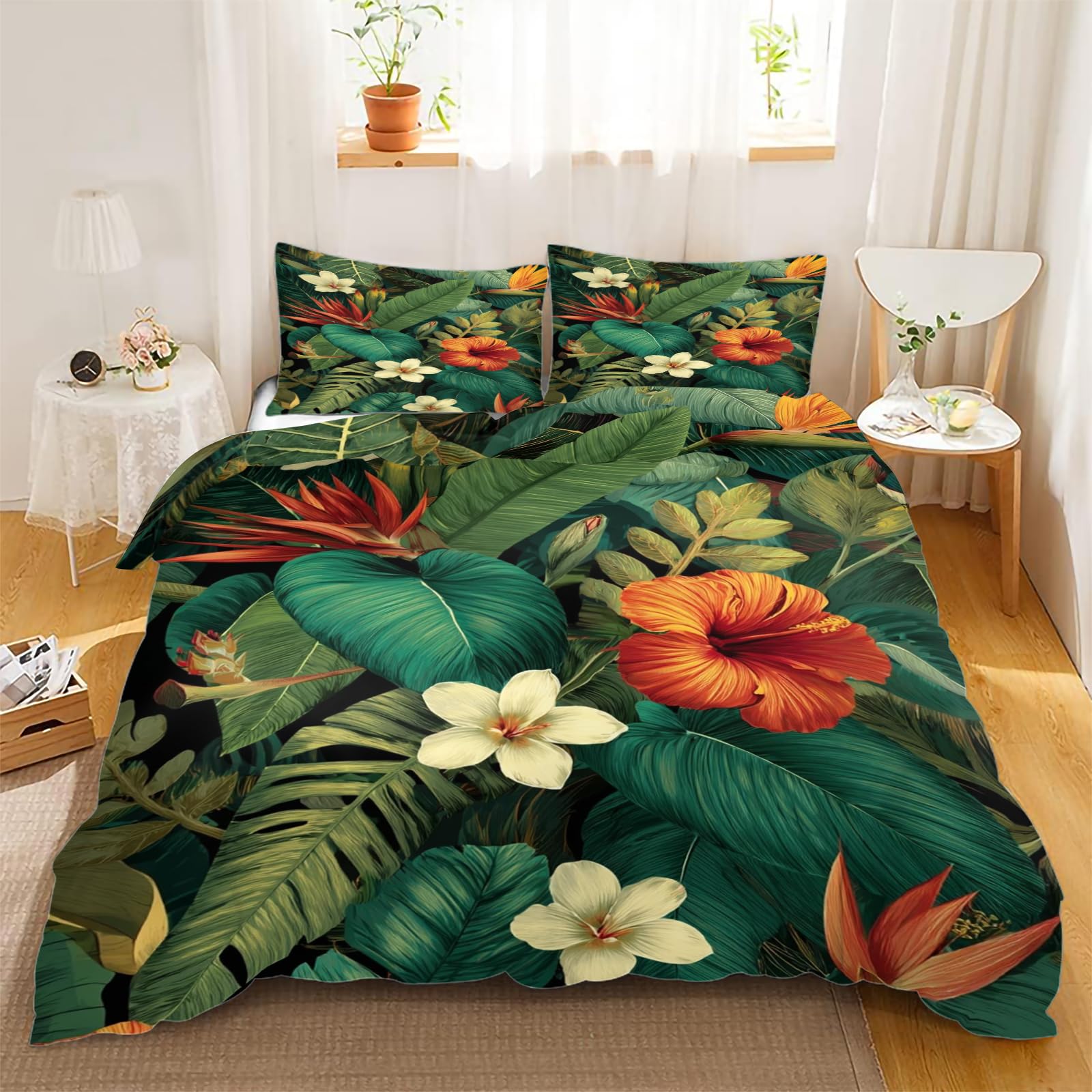 Feuillage Tropical Parure lit 220x230cm pour une chambre style jungle