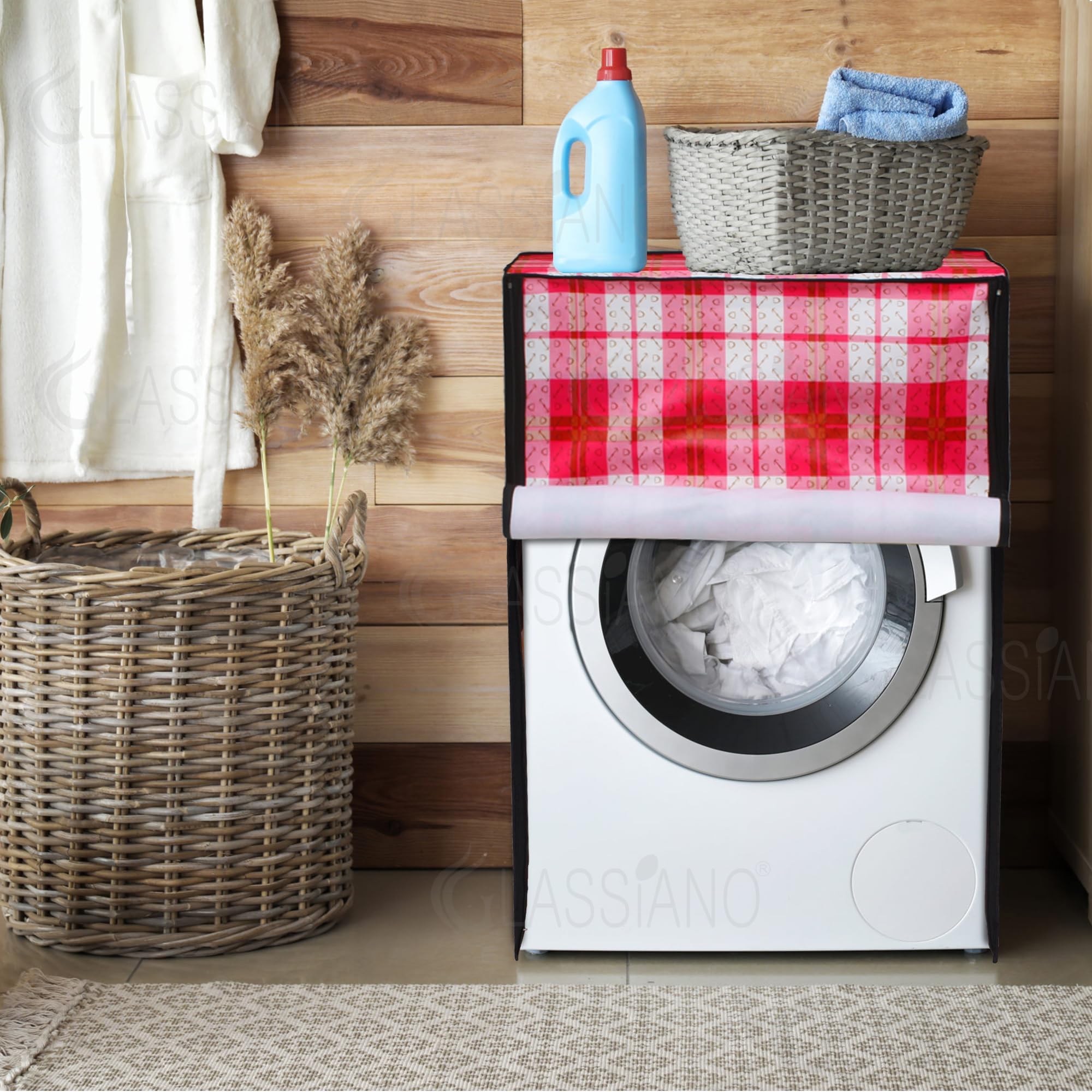Glassiano Fully Automatic Front Load Waterproof Washing Machine Cover for Samsung/ IFB/ LG/ Godrej/ Whirlpool/ Bosch/ 8 Kg, 8.2 Kg, 8.5 Kg, 9 kg, 9.2 Kg, 9.5 Kg