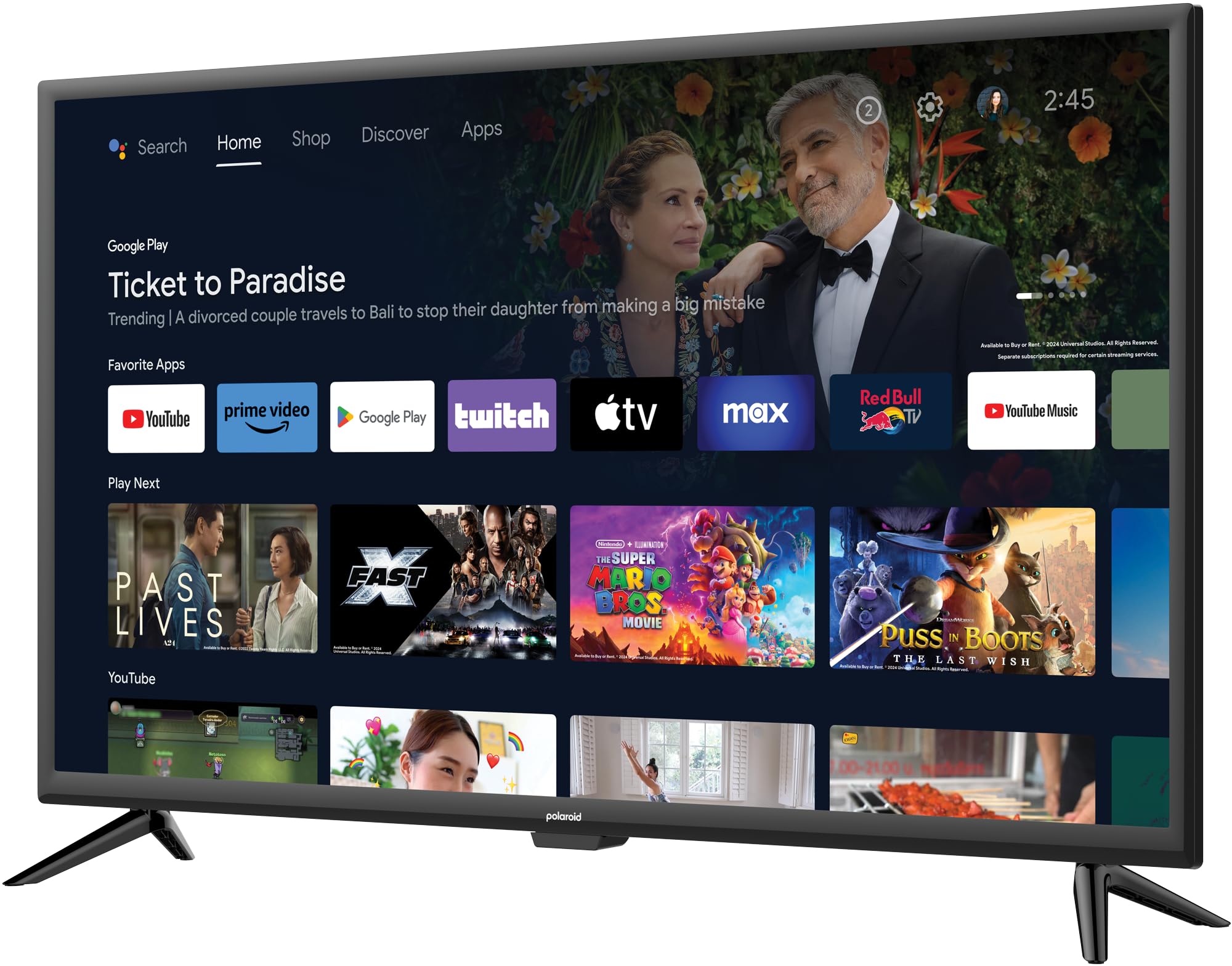 Polaroid Smart TV Android, 80 cm (32 Zoll), HD 1366x768, LED, WLAN, Bluetooth, 3 HDMI, 2 USB, Schwarz
