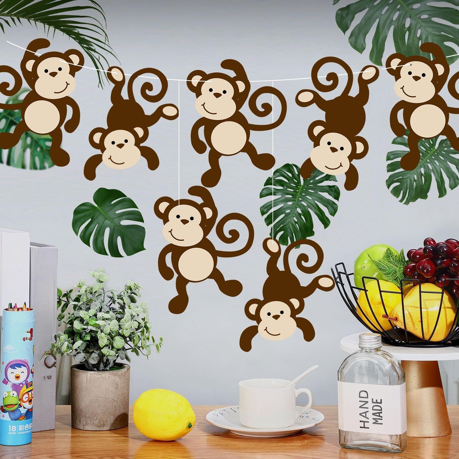 Monkey Cutouts Jungle Party Decorations Monkeys Birthday Party Supplies Paper Safari Hanging Wall Decor Animal Print Supplies