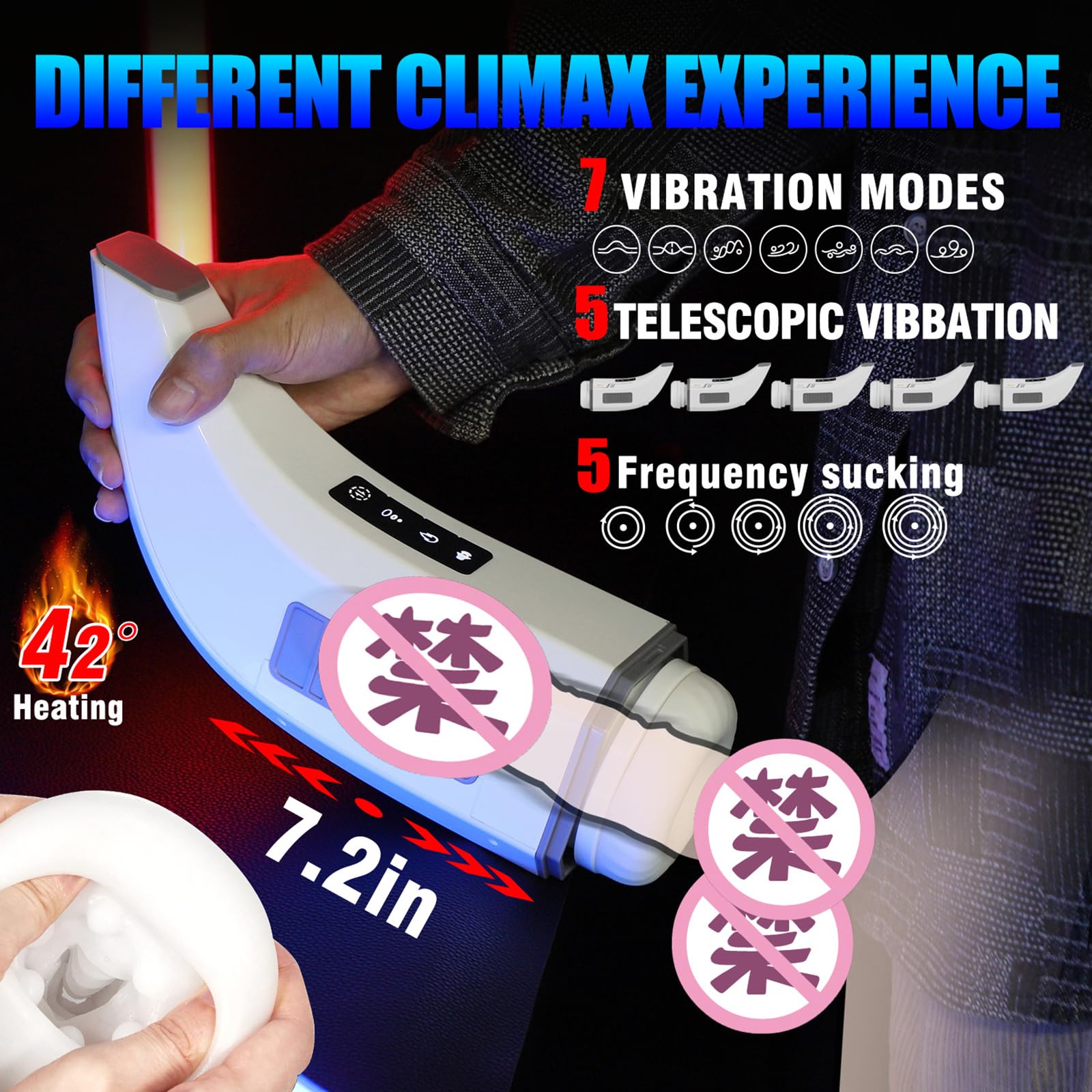 Genérico 3 En 1 Empuje Chupando Vibrador Automático Mamada Máquina Sexual Masturbador Masculino, Manos Libres Juguete Sexual Para Hombres Stroker Pene Vibrador, Masturbadores Bolsillo Coño