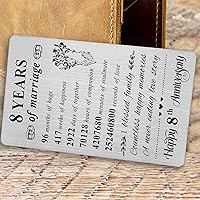 Vista 5 de Resdink Tarjeta de aniversario de 8 años para marido, cartera de acero inoxidable con mini notas de amor, 3.2 x 2.2 x 0.03 pulgadas