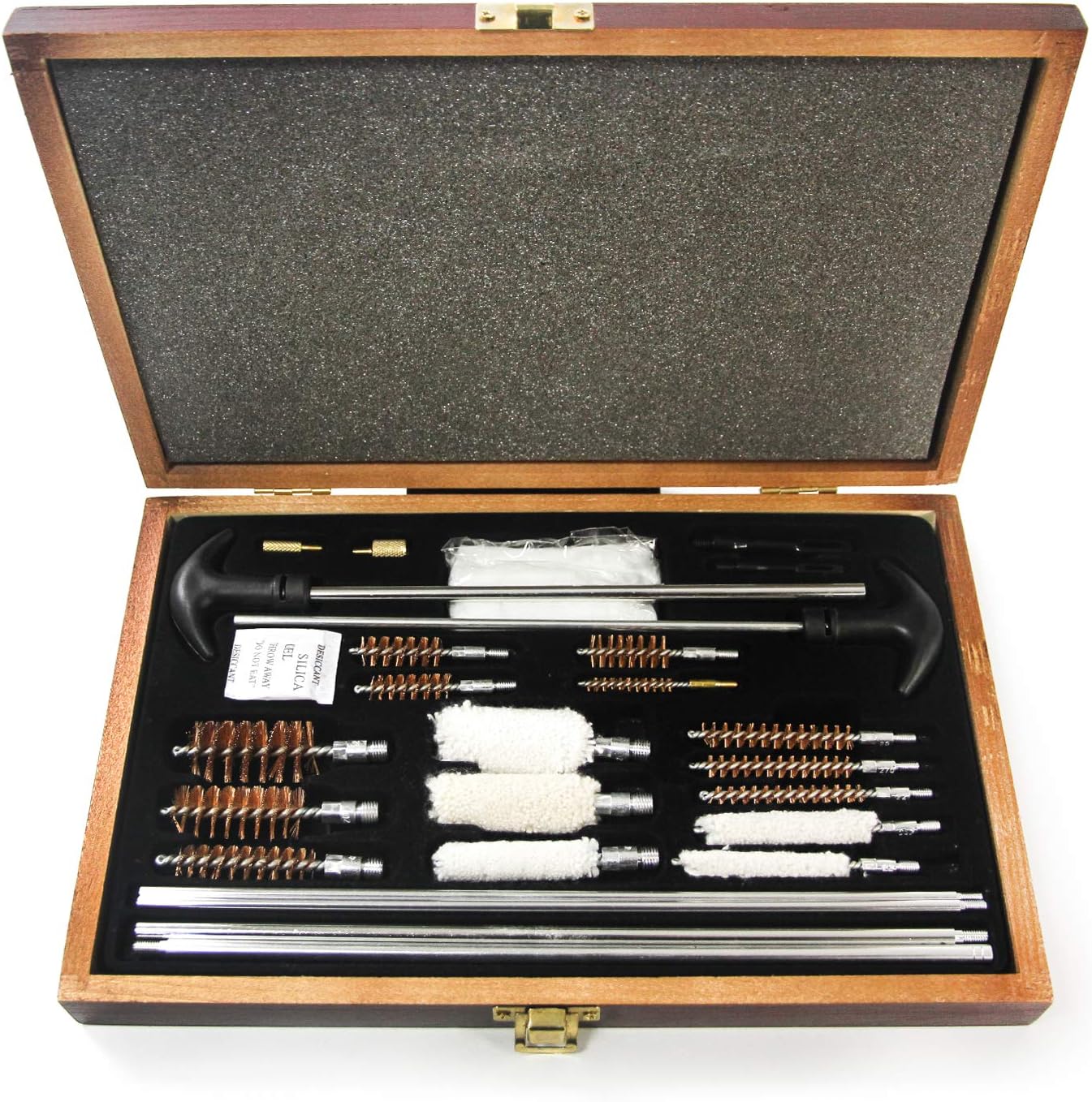 GUGULUZA Universal Gun Cleaning Kit for Rifle Pistol Shotgun Airgun Cleaning Brushes Set Wood Case