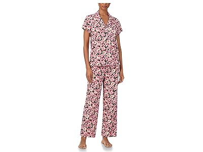 Lauren Ralph Lauren Knit Short Sleeve Notch Collar Aneckle Pant Pajama Set Women