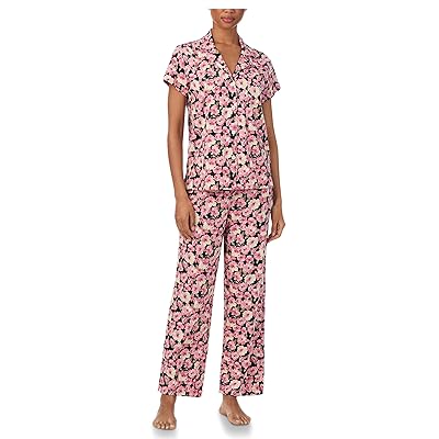 Lauren Ralph Lauren Knit Short Sleeve Notch Collar Aneckle Pant Pajama Set Women