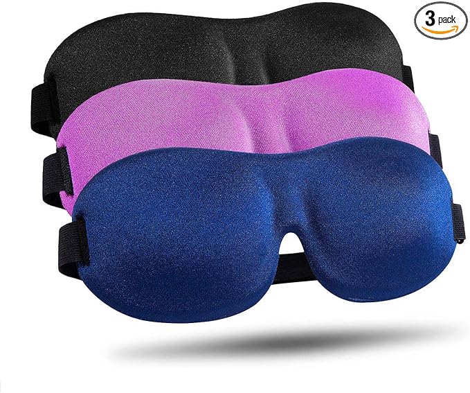 Sleep Mask for Side Sleeper 3 Pack, 100% Blackout 3D Eye Mask for Sleeping, Night Blindfold for Men Women