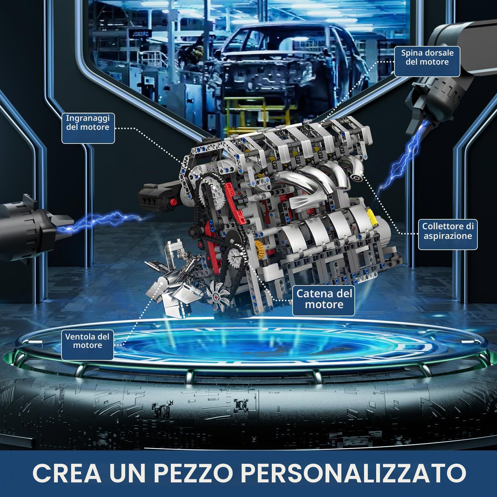 Mould King 10087 Tecnica L4 Engine Kit Building Blocks Modello Motore Morsetto Blocchi Motore Simulazione con Kit Motore Funzionale per Adulti (1787 Parti)