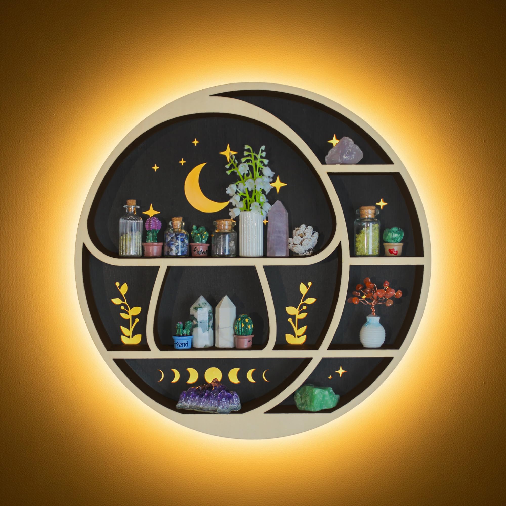 Amazon.com: FNYDOX Mushroom Moon Shelf Wall Decor with LED Light