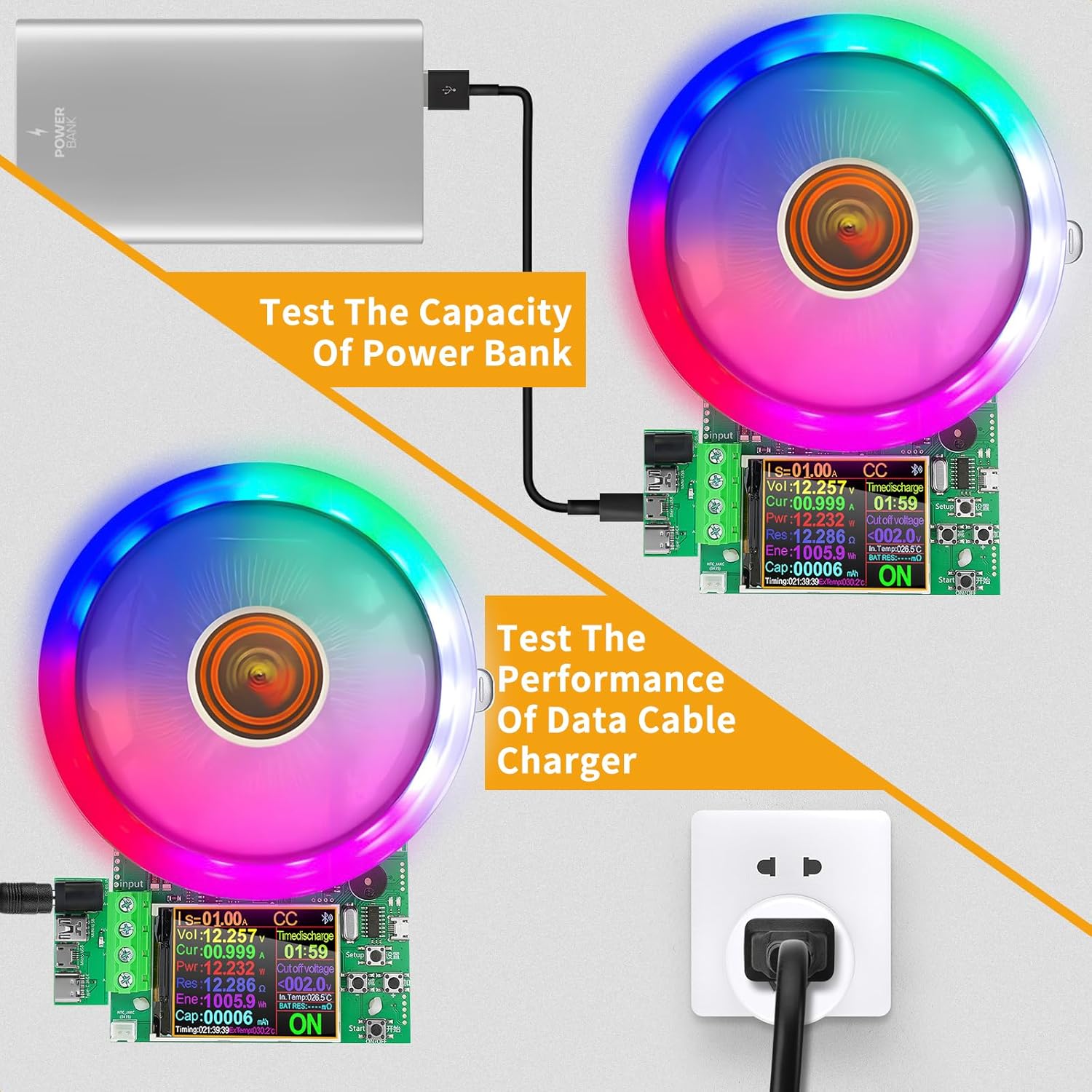 MakerHawk Battery Load Tester - 180W 200V 20A USB Load Tester 4-Wire System Adjustable Constant Current Voltage Discharge Lithium Battery Capacity Tester Electronic Load Tester