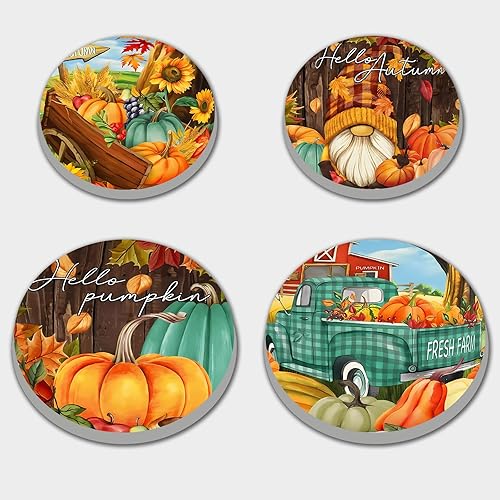 Miniatura 8 de Tucocoo Cubiertas para quemador eléctrico de calabaza de otoño, 4 piezas, decoración de Halloween, estufa redonda, cubierta para quemador de gas, 8