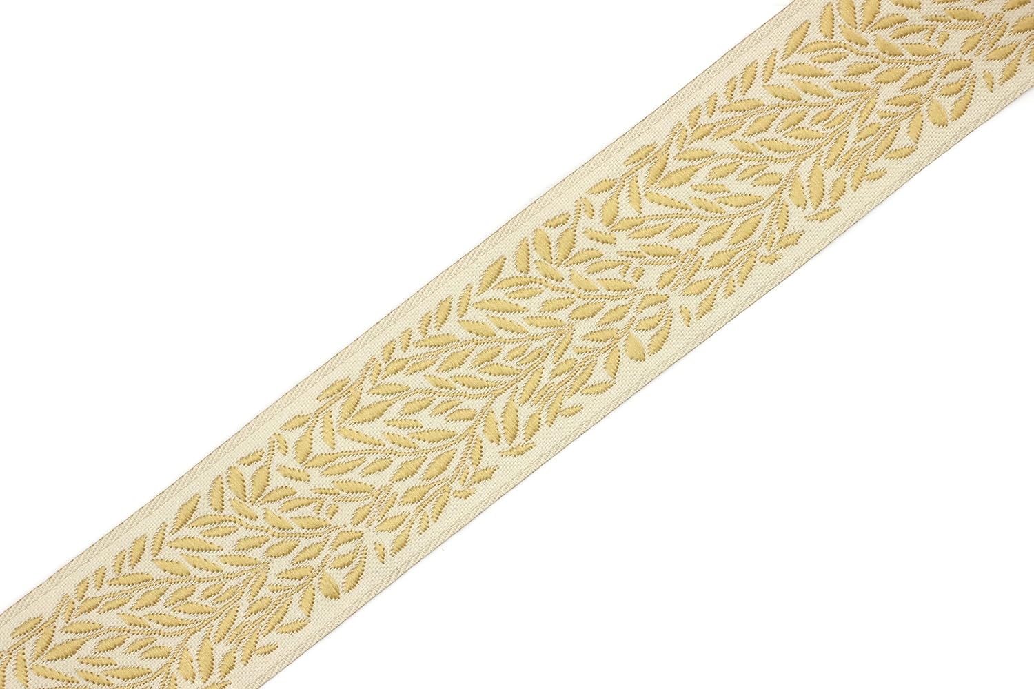 11 Yard Spool 1.37 inches Wide Golden Leaf Tendril Ribbon Jacquard Trim Jacquard Ribbon Sewing Trim 35270-V7