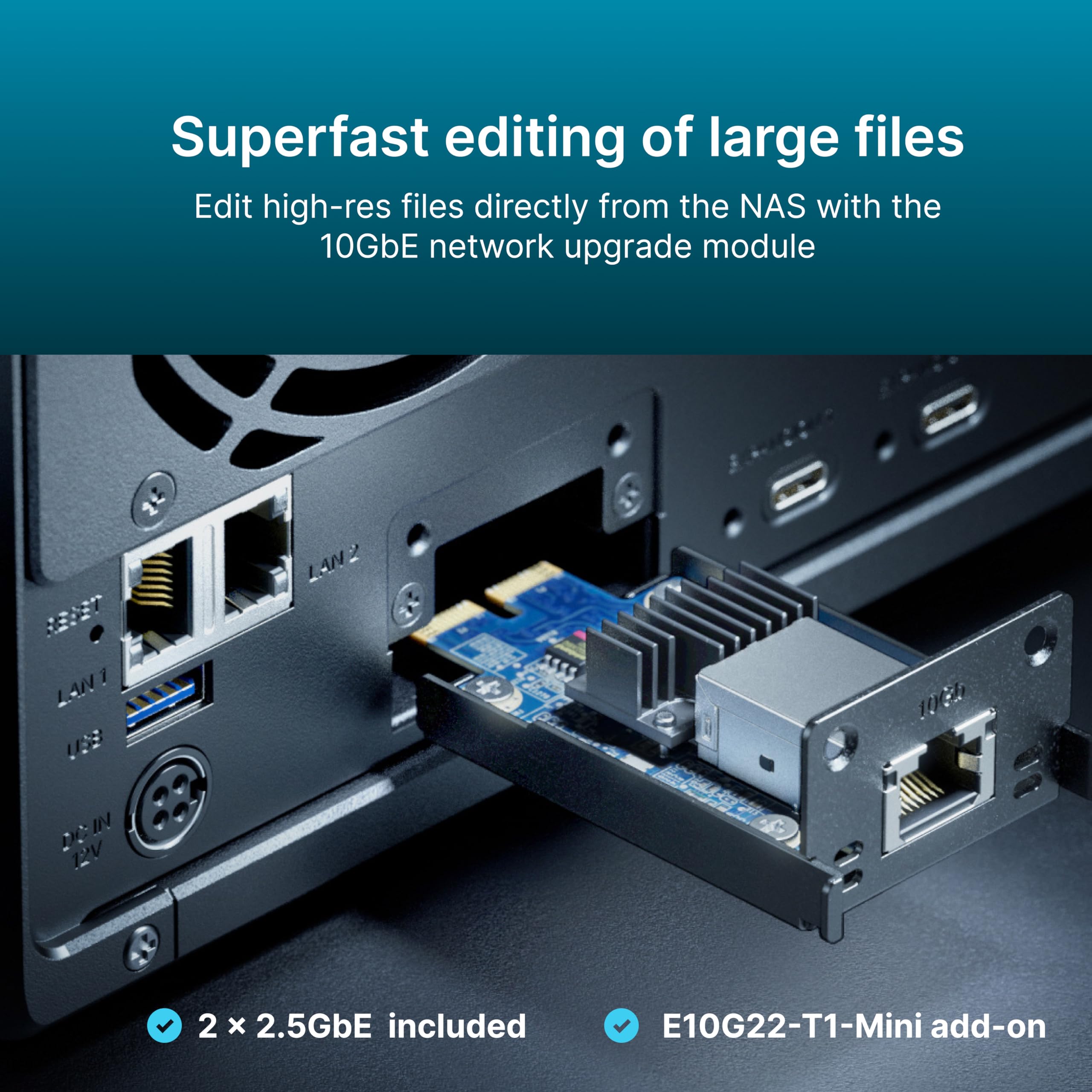 Synology Kit NAS espandibile a 5 alloggiamenti, DS1525+ AMD RyzenCPU con 8 GB di memoria, utenti standard 2,5 GbE, rivenditore autorizzato nazionale, Field Lake, supporto telefonico, DiskStation