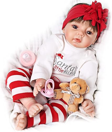 Miniatura 1 de CHAREX - Muñeca realista, bebé Reborn, 22 pulgadas, cuerpo suave, cabello, ropa navideña, para niños a partir de 3 años
