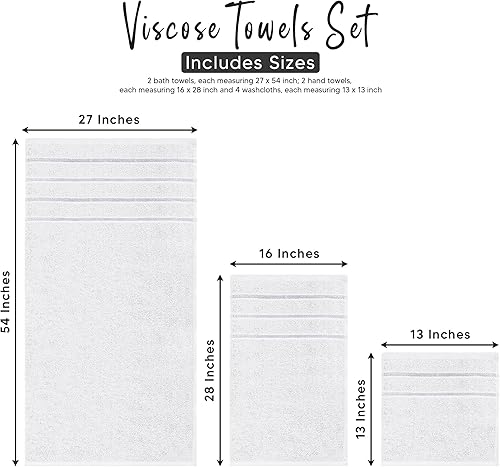 Miniatura 8 de YRALY Juego de 8 toallas de lujo para baño, 2 toallas de baño, 2 toallas de mano y 4 toallas faciales, 100% algodón hilado en anillo de 21.16 ozm,