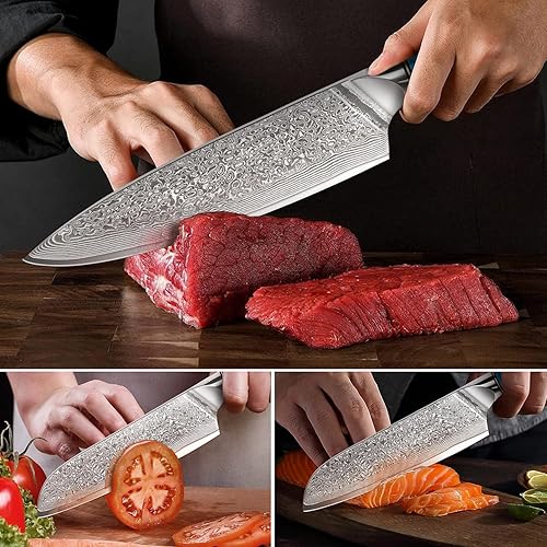 Miniatura 45 de Home Safety Cuchillo de chef japonés profesional de acero de Damasco de 8 pulgadas, cuchillo de cocina VG-10, cuchillos de chef de damasco, cuchillo