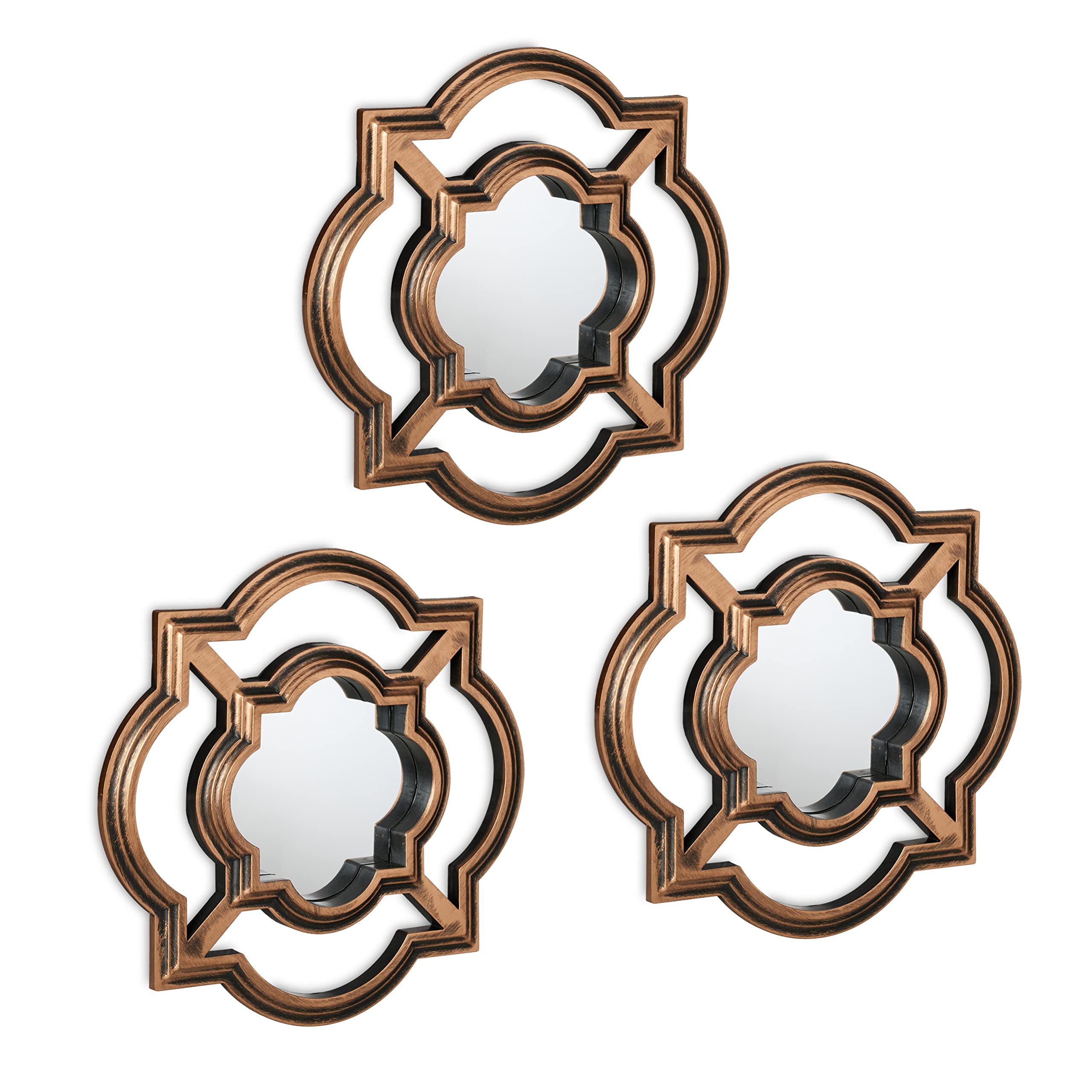 Miroir doré vintage lot de 3 pour sublimer votre mur de salon ou de chambre