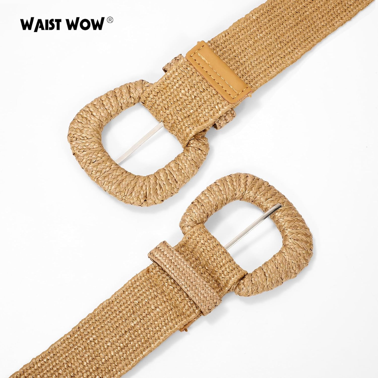 Straw Woven Elastic Belt for Women Stretchy Belts for Dress Fashion Boho Waist Belt Rattan Raffia Ladies Belts - Image 5