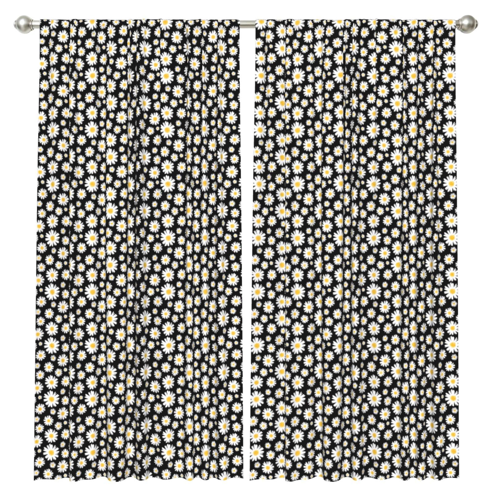 InOmak Daisy Florals, 2 Panels Window Curtains 52 x 84 Inch Blackout Curtains for Living Room Bedroom