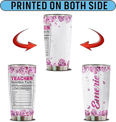 Miniatura 6 de Regalos personalizados de agradecimiento para profesores para mujeres, tazas de viaje de acero inoxidable de 20 onzas, botella de agua, taza de café