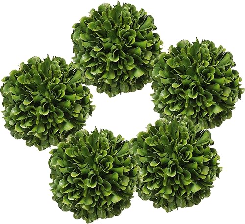 A&B Home Juego de 5 bolas artificiales de boj para interiores y exteriores, vegetación artificial, bolas de musgo verde sintético, bola topiaria,