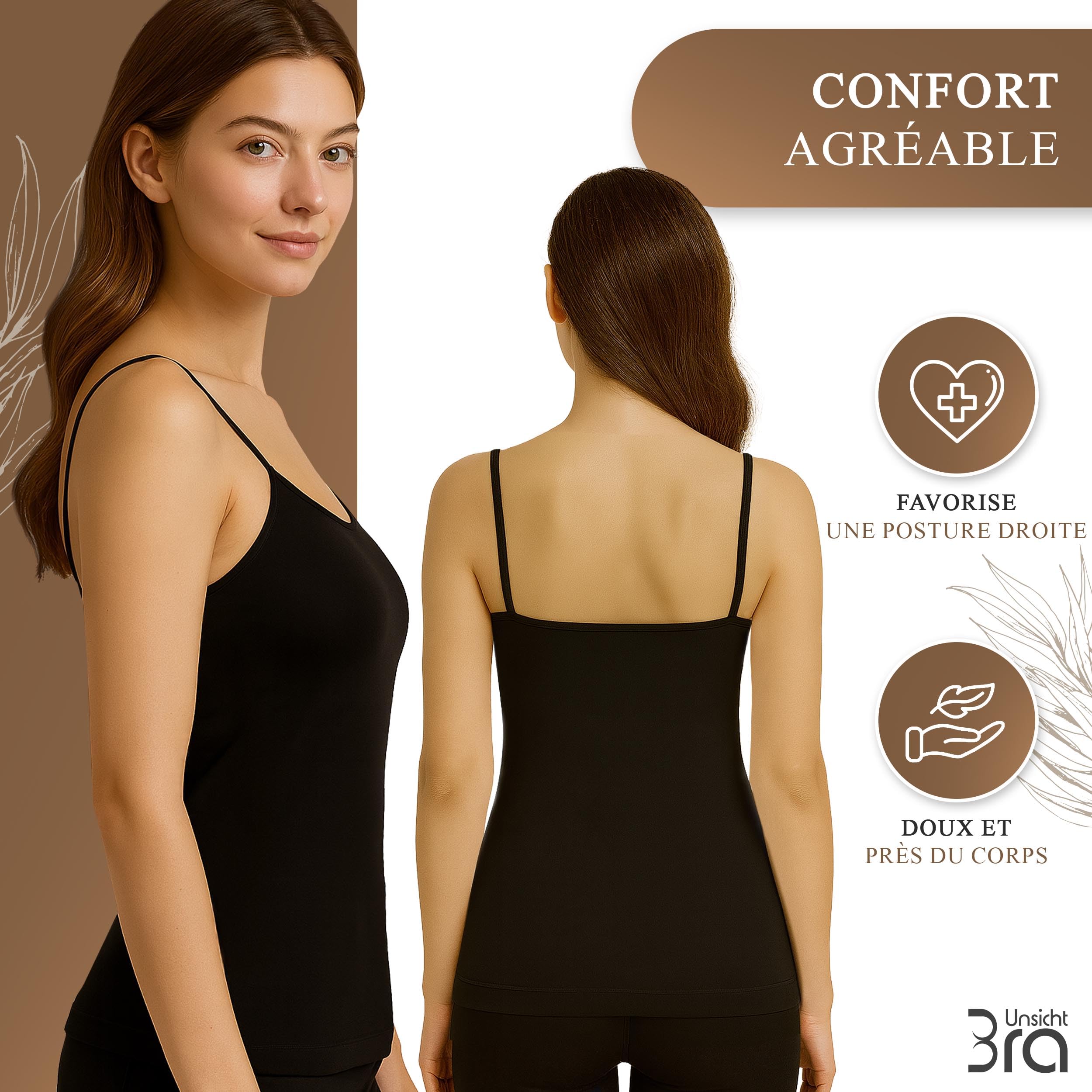 UnsichtBra Femme Basics | Lot de 3 Débardeurs Fines Bretelles | Maillots De Corps pour Femmes