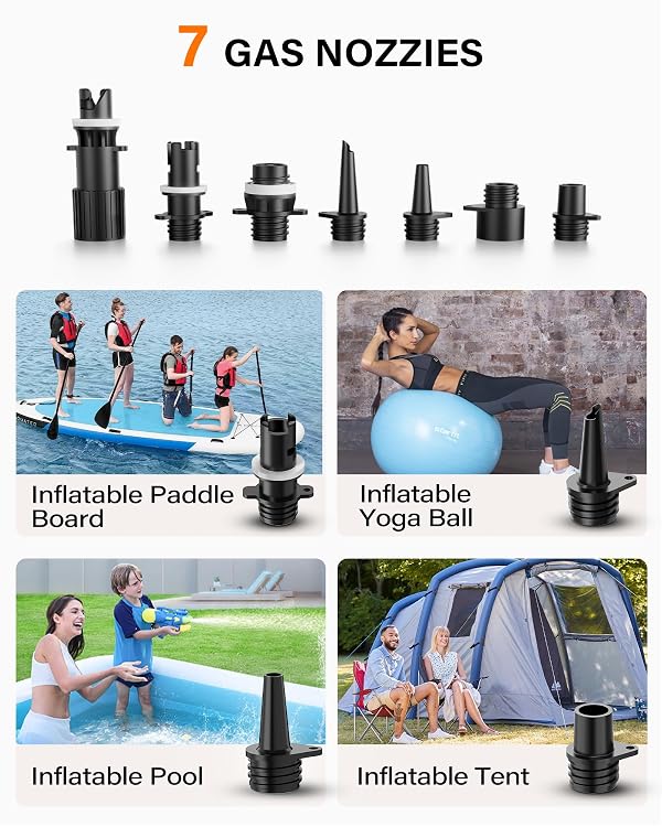 OFISPEED Paddle Board Pump, 20PSI Dual Stage Inflation & Deflation SUP Pump with Auto-Off Function & 12V DC Car Connector, Portable Electric Pump for Paddle Board, Inflatable Boats by OFISPEED - Image 6