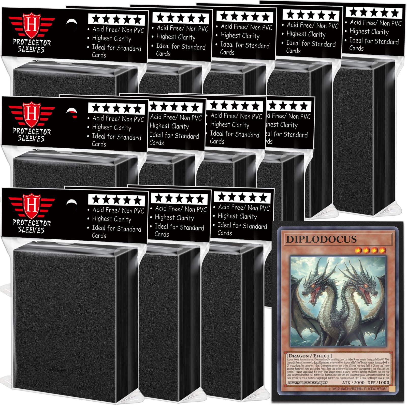 1200 Pcs Black Card Sleeves for Trading Cards, Soft Clear Card Protective Sleeves Deck Card Protectors Fit for Baseball Cards, Sports Cards, MTG, Game