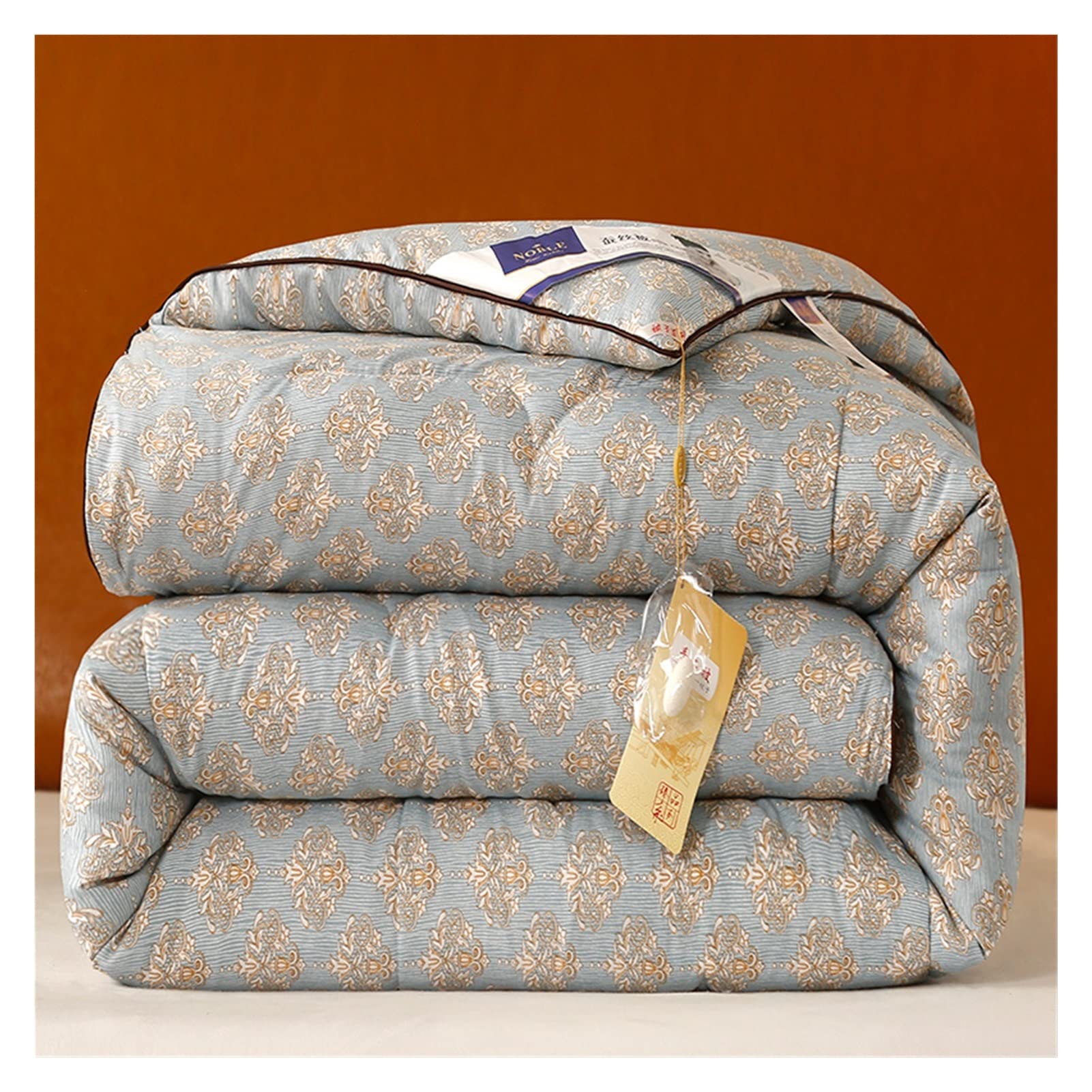 ASDFGHT Coverless Duvets Double Cotton Fabric Filled With Mulberry Silk, Printed Pattern is Cool and Comfortable in Spring and Autumn King Size Quilt (Color : A, Size : 180x220cm(71x87ft)(2kg))