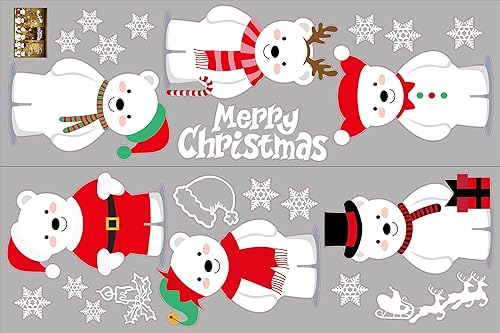 Miniatura 18 de Calcomanías de Navidad para ventanas, corona, copos de nieve, Papá Noel, árbol de Navidad, pared, ventana, calcomanías para puerta, calcomanías