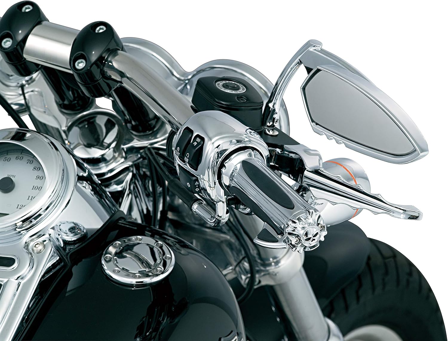 Kuryakyn 6296 Premium Handlebar Grips with Zombie End Caps for Dual Cable Throttle Control: 1982-2019 Harley-Davidson Motorcycles, Chrome, 1 Pair : Automotive