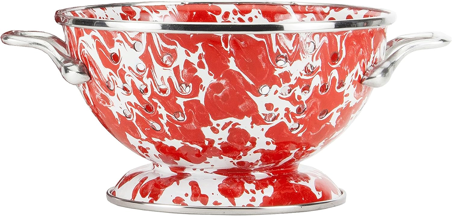 Golden Rabbit Enamelware - Set of 3 Colanders (Red Swirl)