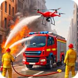 Fire Rescue Truck Drone Simulator City Fighter Game